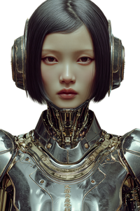 Asian Female Robot Vinyl Car Decal Sticker – Waterproof & UV-Resistant 4.4