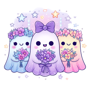 Kawaii Pastel Ghosts V2 Vinyl Car Decal Sticker – Waterproof & UV-Resistant 6.826666666666667"