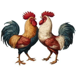 Fighting Roosters Painting Vinyl Car Decal Sticker – Waterproof & UV-Resistant 3.4133333333333336"