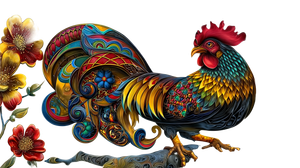 Stylized Folk Rooster V2 Vinyl Car Decal Sticker – Waterproof & UV-Resistant 2.72"