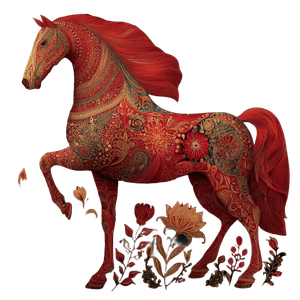 Red Palekh Horse V2 Vinyl Car Decal Sticker – Waterproof & UV-Resistant 6.826666666666667"