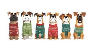 Cartoon Boxer Dogs Vinyl Car Decal Sticker – Waterproof & UV-Resistant 2.72"