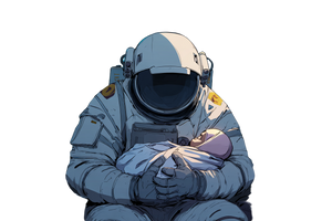 Astronaut With Baby Vinyl Car Decal Sticker – Waterproof & UV-Resistant 2.986666666666667"