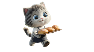 Cheerful Baking Kitten Vinyl Car Decal Sticker – Waterproof & UV-Resistant 2.72"