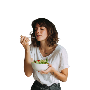 Mujer Comiendo Ensalada Vinyl Car Decal Sticker – Waterproof & UV-Resistant 3.4133333333333336"