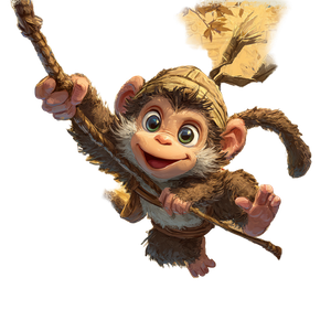 Adventurous Cartoon Monkey V2 Vinyl Car Decal Sticker – Waterproof & UV-Resistant 3.4133333333333336"