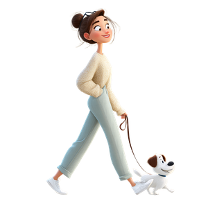 Happy Woman Walking Dog V2 Vinyl Car Decal Sticker – Waterproof & UV-Resistant 3.4133333333333336"