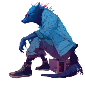 Vaporwave Werewolf V2 Vinyl Car Decal Sticker – Waterproof & UV-Resistant 6.826666666666667"