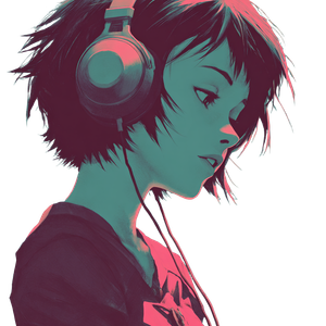 Anime Girl Listening V7 Vinyl Car Decal Sticker – Waterproof & UV-Resistant 3.4133333333333336"