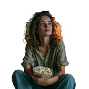Woman With Popcorn V2 Vinyl Car Decal Sticker – Waterproof & UV-Resistant 3.4133333333333336"