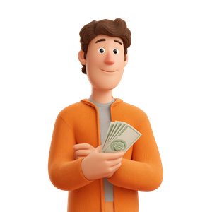 Cartoon Man With Money Vinyl Car Decal Sticker – Waterproof & UV-Resistant 3.4133333333333336"