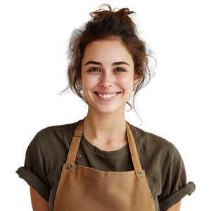 Smiling Apron Woman V2 Vinyl Car Decal Sticker – Waterproof & UV-Resistant 3.4133333333333336"