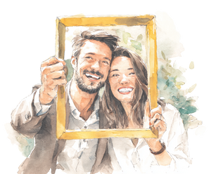 Happy Couple Selfie V2 Vinyl Car Decal Sticker – Waterproof & UV-Resistant 6.613333333333333"