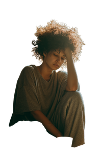 Exhausted Woman Sitting V3 Vinyl Car Decal Sticker – Waterproof & UV-Resistant 8.96"