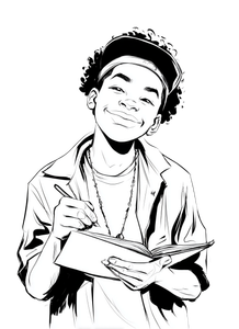 Smiling Teen Writing V2 Vinyl Car Decal Sticker – Waterproof & UV-Resistant 8.533333333333333"