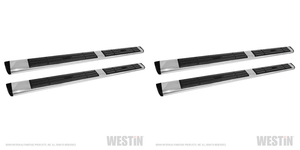 2x Premier 6 Inch Oval Straight Nerf Bar | Stainless Steel with Step Pads | Polished Finish