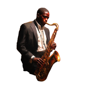 Jazz Saxophonist Spotlight Vinyl Car Decal Sticker – Waterproof & UV-Resistant 3.4133333333333336"