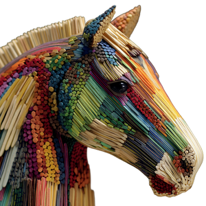 Colorful Matchstick Horse Vinyl Car Decal Sticker – Waterproof & UV-Resistant 3.4133333333333336"