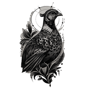 Neotraditional Partridge Tattoo Vinyl Car Decal Sticker – Waterproof & UV-Resistant 3.4133333333333336"