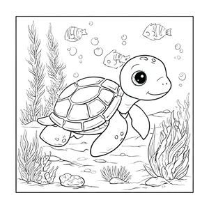 Cute Turtle Coloring V3 Vinyl Car Decal Sticker – Waterproof & UV-Resistant 3.4133333333333336"