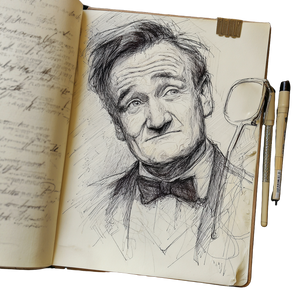 Robin Williams Sketch V3 Vinyl Car Decal Sticker – Waterproof & UV-Resistant 3.4133333333333336"