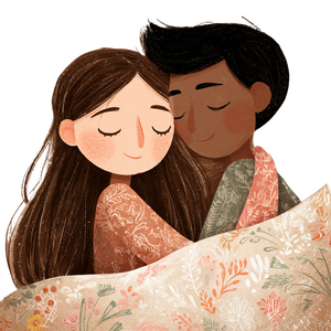 Cuddling Couple Illustration V2 Vinyl Car Decal Sticker – Waterproof & UV-Resistant 3.4133333333333336"