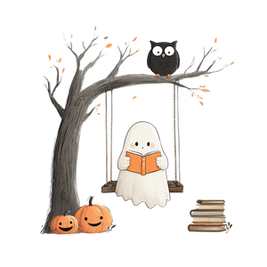 Cute Ghost Reading V7 Vinyl Car Decal Sticker – Waterproof & UV-Resistant 6.826666666666667"