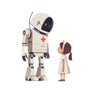 Robot And Nurse Vinyl Car Decal Sticker – Waterproof & UV-Resistant 3.4133333333333336"