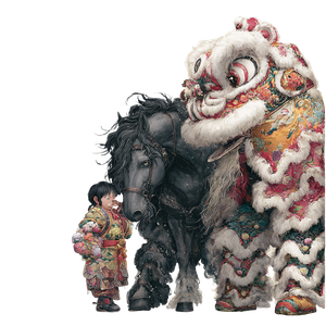 Lion Dance Illustration V2 Vinyl Car Decal Sticker – Waterproof & UV-Resistant 3.4133333333333336"