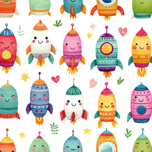 Kawaii Rocket Ships V2 Vinyl Car Decal Sticker – Waterproof & UV-Resistant 6.826666666666667"