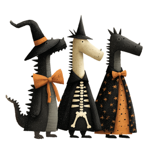 Costumed Halloween Dragons V2 Vinyl Car Decal Sticker – Waterproof & UV-Resistant 3.4133333333333336"