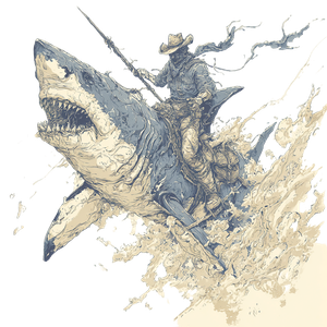 Cowboy Shark Rider V2 Vinyl Car Decal Sticker – Waterproof & UV-Resistant 6.826666666666667"