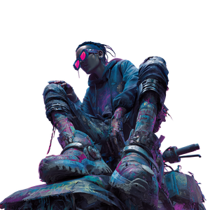 Defiant Cyberpunk Rider Vinyl Car Decal Sticker – Waterproof & UV-Resistant 3.4133333333333336"