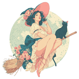 Retro Witch Illustration V2 Vinyl Car Decal Sticker – Waterproof & UV-Resistant 6.826666666666667" Retro Witch Illustration V2 Vinyl Car Decal Sticker – Waterproof & UV-Resistant 6.826666666666667"