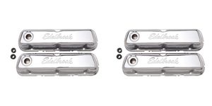 2x Smooth Top Signature Chrome Valve Covers | Ford Windsor Small Block 3.7 Inch Height | Set of 2