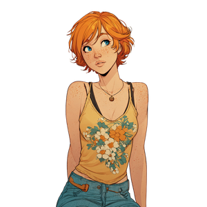 Orange-Haired Woman V5 Vinyl Car Decal Sticker – Waterproof & UV-Resistant 3.4133333333333336"