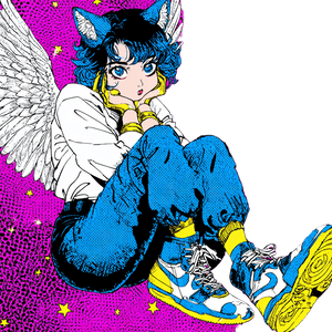 Manic Catgirl Angel Vinyl Car Decal Sticker – Waterproof & UV-Resistant 3.4133333333333336"