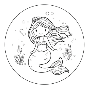 Cute Mermaid Drawing Vinyl Car Decal Sticker – Waterproof & UV-Resistant 6.826666666666667"