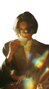 Retro-Futuristic Coffee Enjoyer Vinyl Car Decal Sticker – Waterproof & UV-Resistant 4.8533333333333335"
