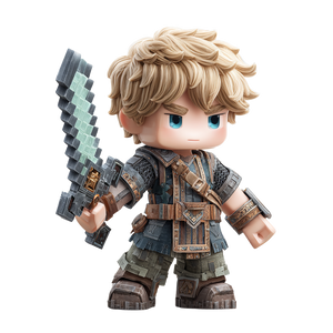 Blond Swordsman Boy Vinyl Car Decal Sticker – Waterproof & UV-Resistant 3.4133333333333336"