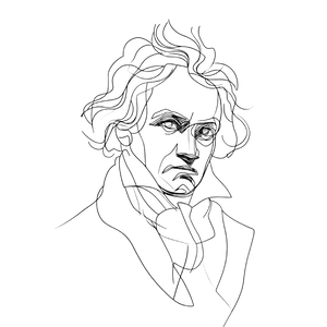 Beethoven Line Drawing Vinyl Car Decal Sticker – Waterproof & UV-Resistant 6.826666666666667"