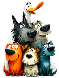 Goofy Goose & Dogs Vinyl Car Decal Sticker – Waterproof & UV-Resistant 8.213333333333333"