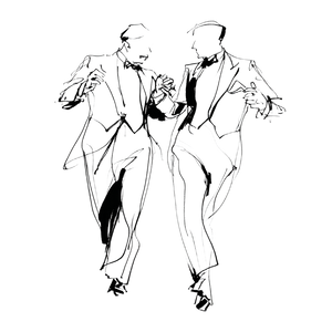 Men Dancing Tuxes Vinyl Car Decal Sticker – Waterproof & UV-Resistant 3.4133333333333336"