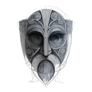 Odin Mask Sketch Vinyl Car Decal Sticker – Waterproof & UV-Resistant 3.4133333333333336"