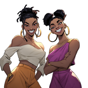 Twin Sisters Illustration Vinyl Car Decal Sticker – Waterproof & UV-Resistant 6.826666666666667"