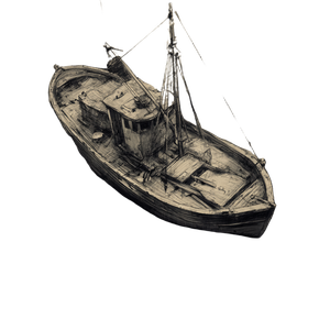 Weathered Fishing Boat Vinyl Car Decal Sticker – Waterproof & UV-Resistant 3.4133333333333336"