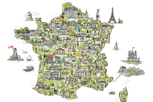 French Handdrawn Map Vinyl Car Decal Sticker – Waterproof & UV-Resistant 5.97333333333333