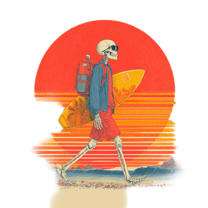 Surfing Skeleton V2 Vinyl Car Decal Sticker – Waterproof & UV-Resistant 6.826666666666667"