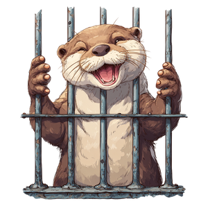 Happy Otter Behind Bars Vinyl Car Decal Sticker – Waterproof & UV-Resistant 3.4133333333333336"