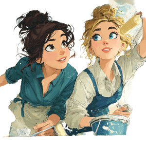Friends Painting Together V2 Vinyl Car Decal Sticker – Waterproof & UV-Resistant 3.4133333333333336"